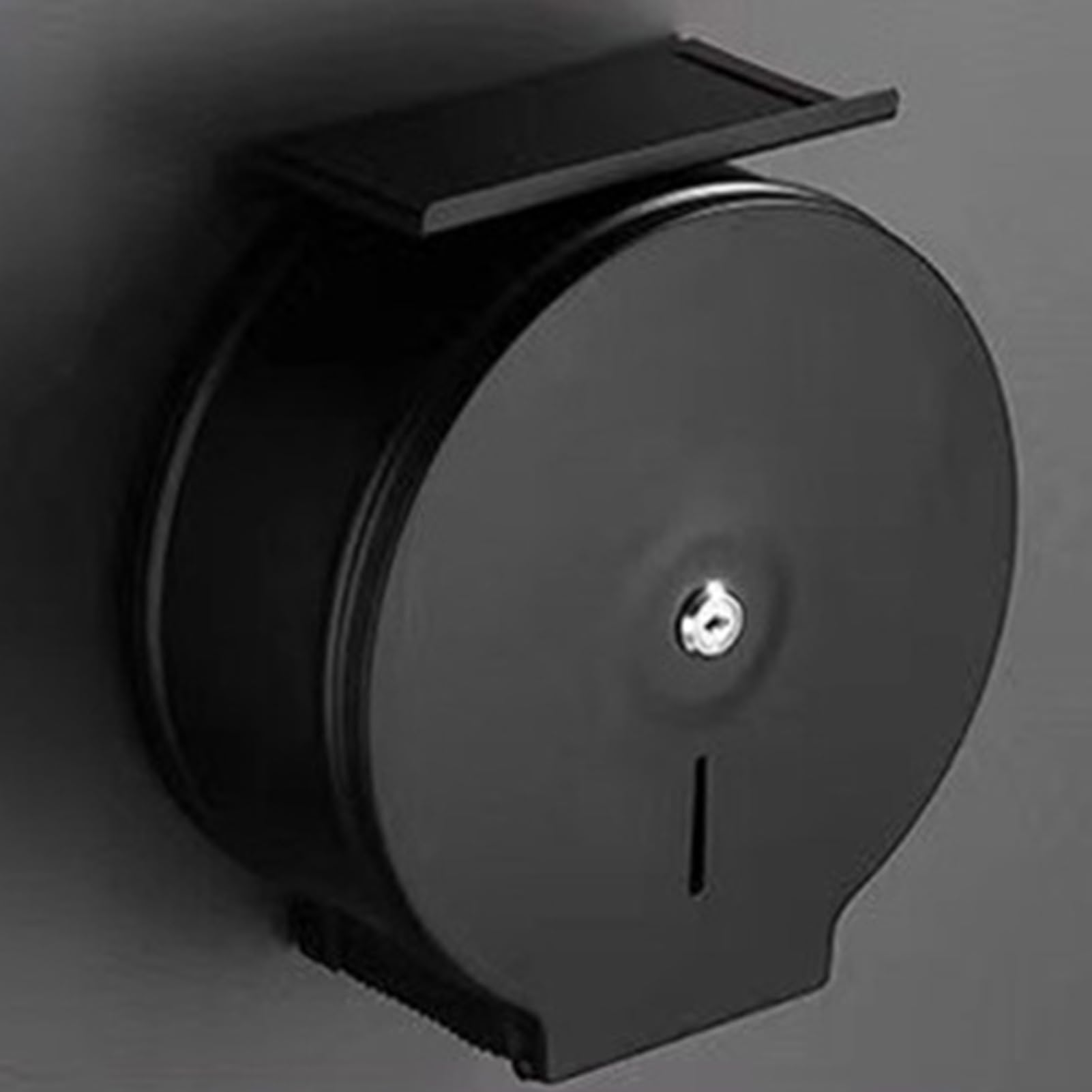 Commercial Jumbo Toilet Paper Dispenser with Shelf, Wall Mount Stainless Steel Roll Toilet Paper Holder, Brushed Touchless Toilet Tissue Dispenser (Black with Shelf)