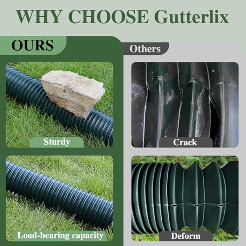 Image of Gutterlix 3 Pack Flexible Gutter Downspout Extensions Extendable from 21 inch to 67 inch, Downspout Extender Comes with Adapters, Thickened Down spout Drain Extension for Rainwater Drainage(Green)