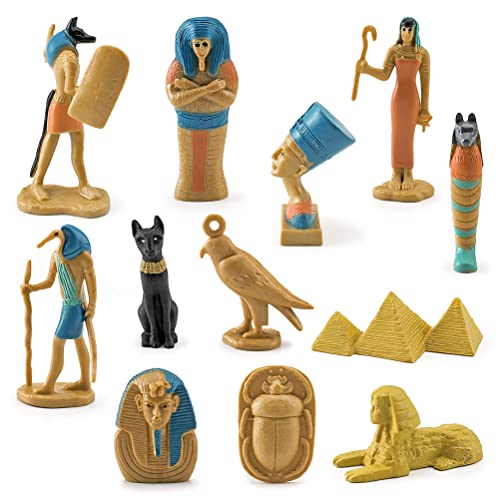 Aramox Egipto Estatuas, 12 Piezas Antiguo Egipto Dios Egipcio Diosa Figuras Conjunto PVC Estatuas en Miniatura Conjunto