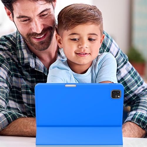 Image of ZryXal New iPad Pro 13 Inch Case (M5) 2025 / (M4) 2024 with Pencil Holder, Smart iPad Case [Support Pencil Pro and Pencil (USB-C)], Support Touch ID and Auto Wake /Sleep (Medium Blue)