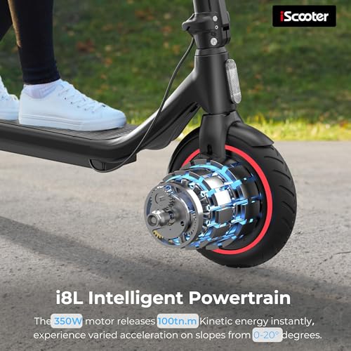 Image of iScooter Electric Scooter, 18 Miles Long Range, 18 Mph Top Speed, Commuting Electric Scooter with Cuise Control, Double Braking Systems E Scooter for Adults and Teens - i8L