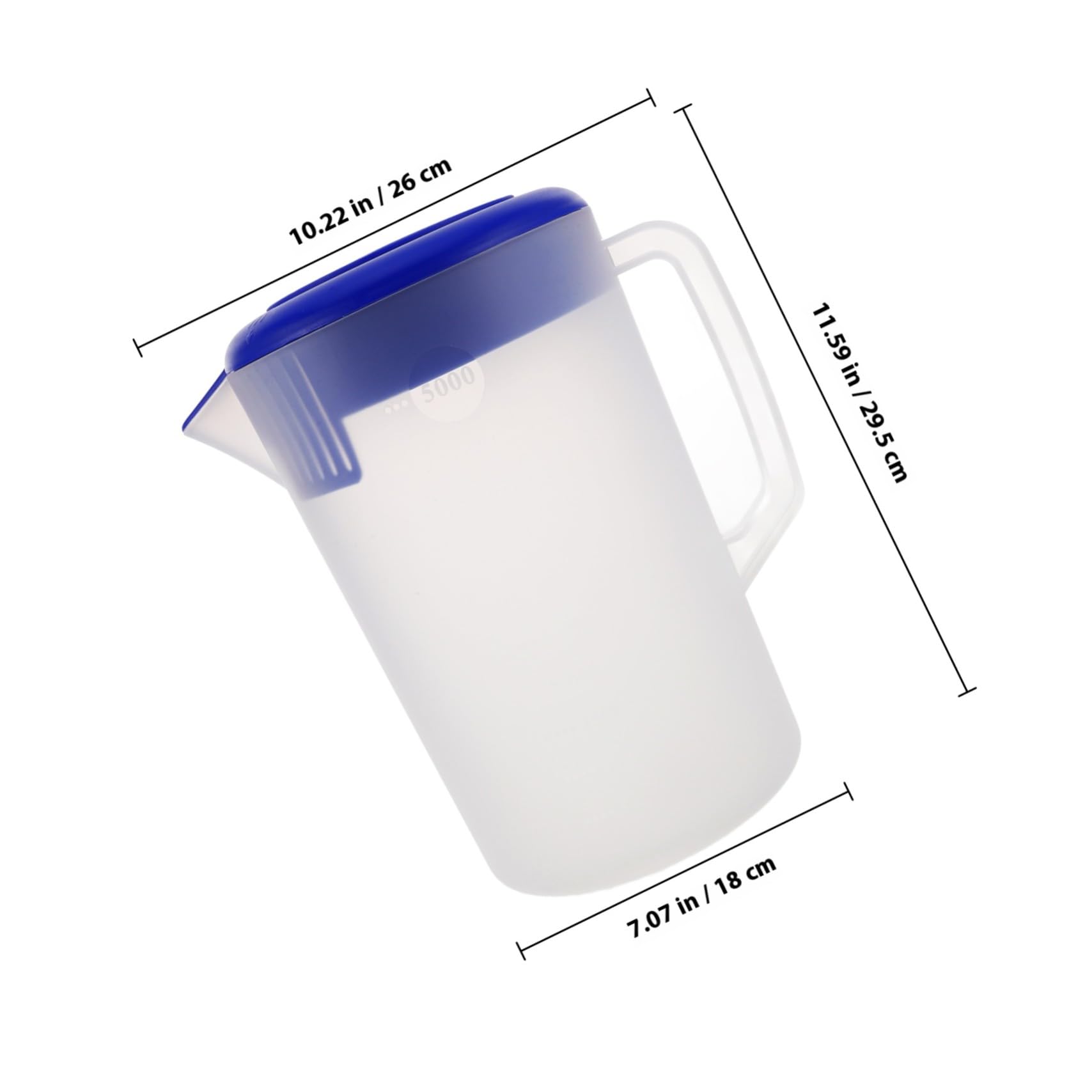 Uonlytech Brocca Design a Larga e Scala Graduata Opaca in Plastica da 5 con Coperchio e Beccuccio per Conservazione in Frigorifero e Servire Bevande
