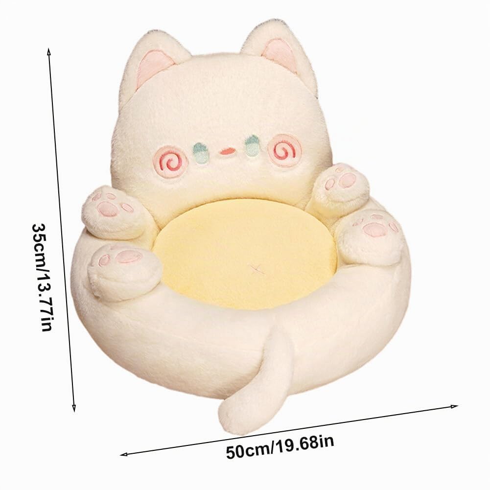JAWSEU Coussin de Chaise Kawaii en Forme de Chat, Coussin en Peluche avec Support de Dossier Mignonne Coussins de Sol de Canapé Coussin de Siège Coussin de Canapé Doux pour Bureau Maison Tatami