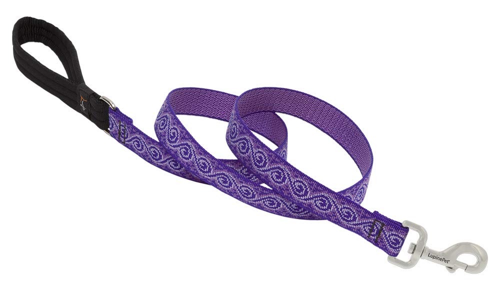 LupinePet Originals 1" Jelly Roll 4-Foot Padded Handle Leash for Medium and Larger Dogs