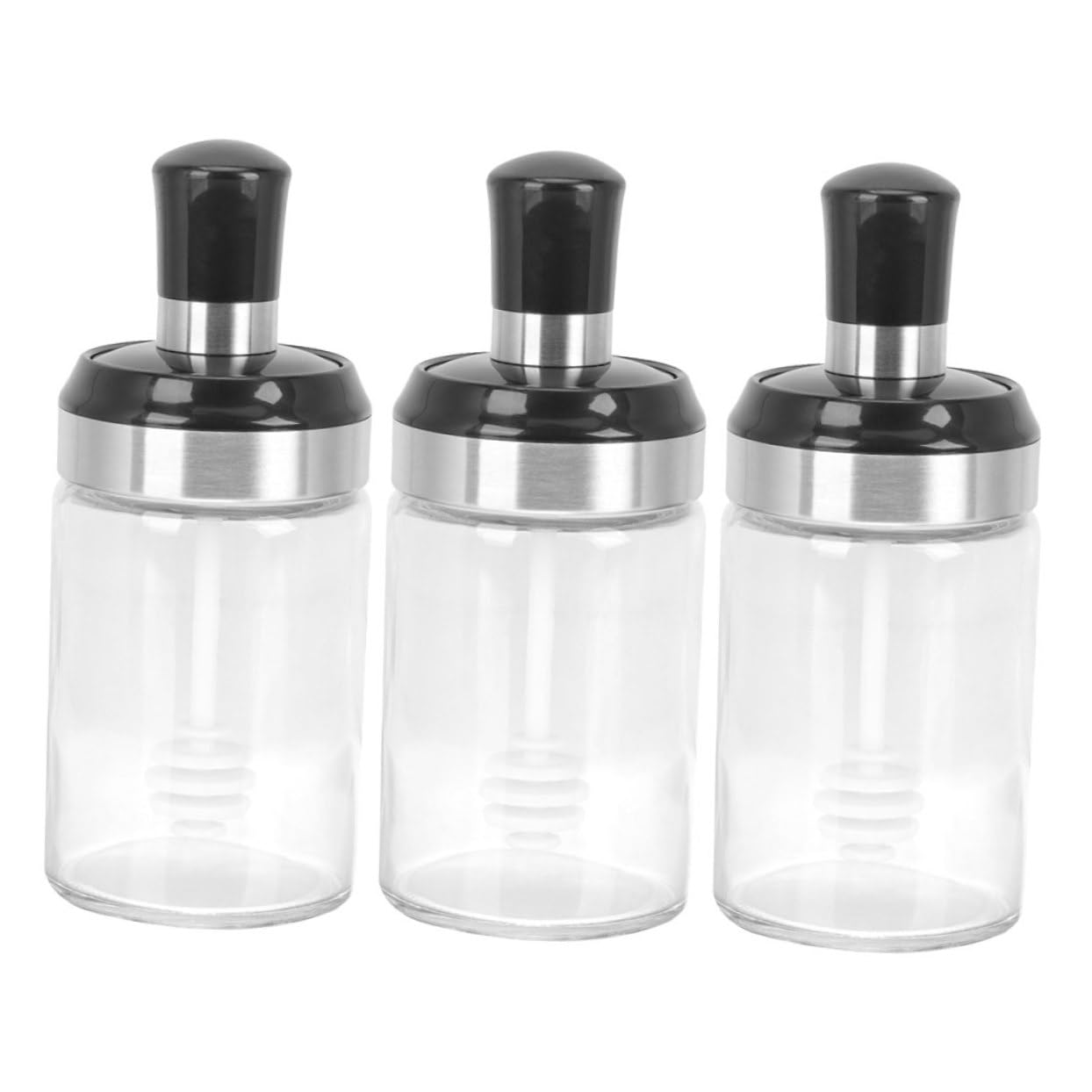 CIYODO Pcs Stainless Steel Honey Jar Dispenser Spoon Lid Glass Honey Bottle for Kitchen Marmalade Jar Oil Brushing Container