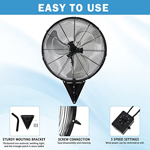 Bestronair Wall Mount Fan Oscillating,Industrial Heavy Duty Metal 3 Speed Fan,22 Inch High Velocity Adjustable Tilt,Use For Garage, Shop,Warehouse, Patio, Factory And Homes. #TOP2