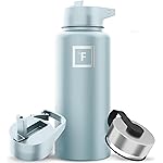 IRON FLASK Camping & Hiking Hydration Flask with Straw, Wide Mouth Insulated Stainless Steel Sports Water Bottle - 32 oz Morning Mist