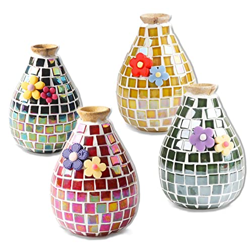 Mosaic Tiles For Crafts Assorted Color Crystal Glass Glitter Mosaic Supplies Pieces Bulk Square 1X1 Cm, 100Pcs/100G (Iridescent Beige) #TOP3