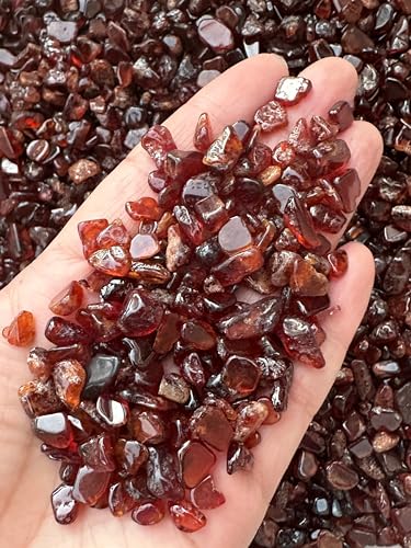 Image of GAF TREASURES 2 oz Lot Natural Semi Tumbled Orange Garnet Gemstone Chips, Crushed Mini Orange Garnet Crystals, Undrilled Crystal Chips (Orange Garnet)