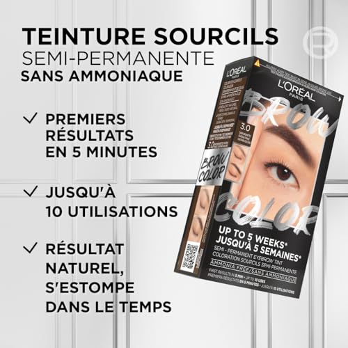 Mascara À Sourcils Semi permanent Teinte Châtain 3.0 Brow Color 'oreal Paris La Boite De Coloration Sourcils - vue 4