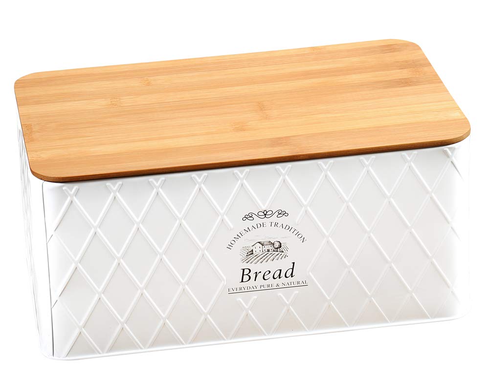 KESPER 18045 - Cestino per il pane in metallo, Bianco, 32 x 15 x 21 cm