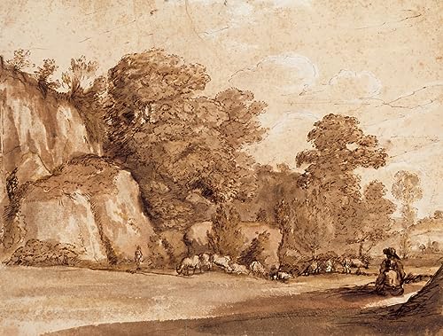 Poster sur toile Claude Lorrain de qualité supérieure impression d'art A Hillside 50x70