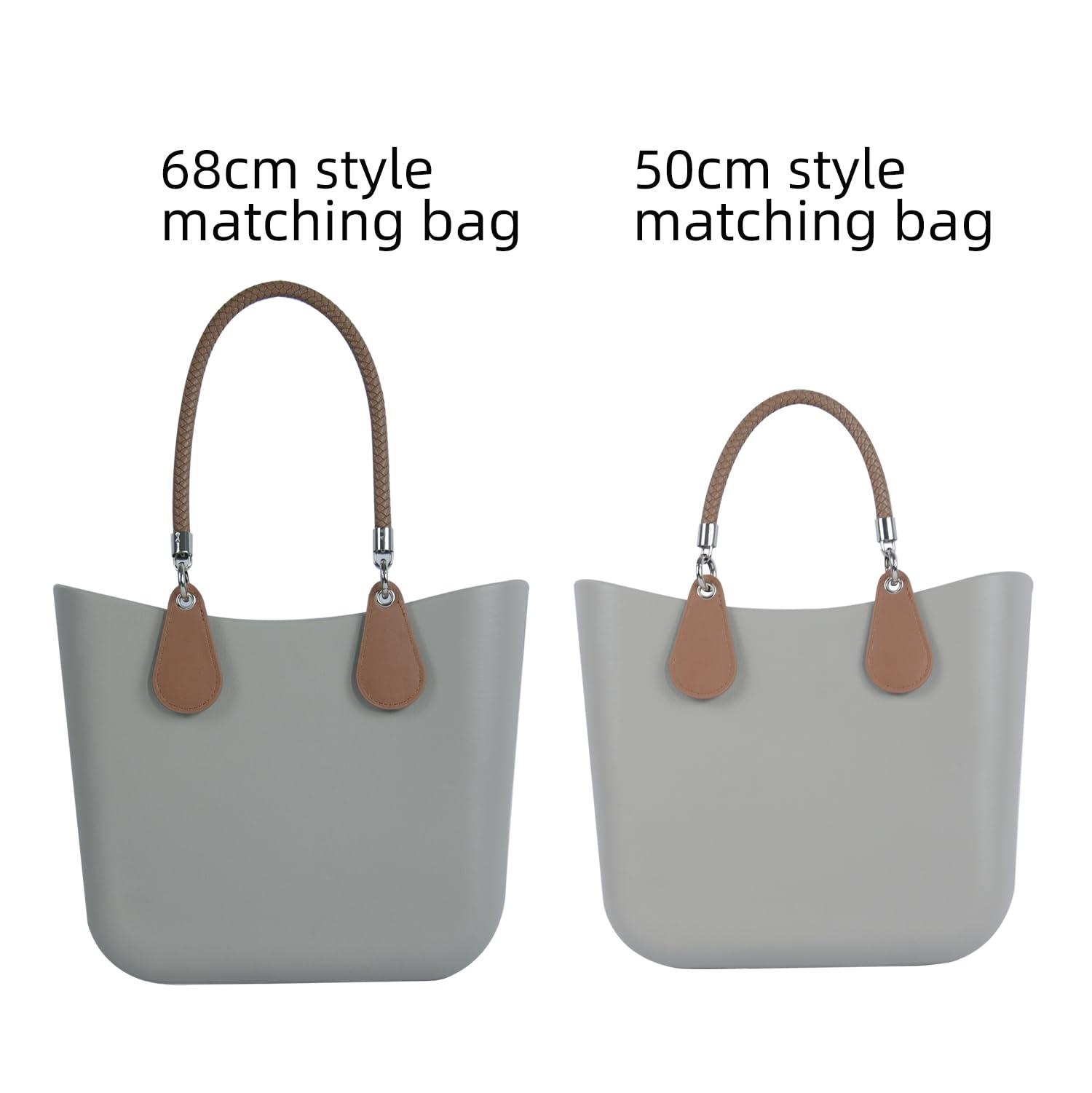Nowa 1 para Obag PU Tkane plecione skórzane uchwyty linowe paski okrągły uchwyt do akcesoriów O bag (czarny,Długość 68cm)