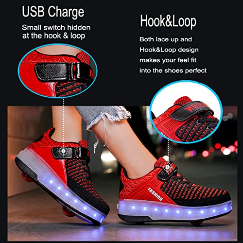 Aikuass Usb Chargable Led Light Up Roller Shoes Wheeled Skate Sneaker Shoes For Boys Girls Kids thumb #2