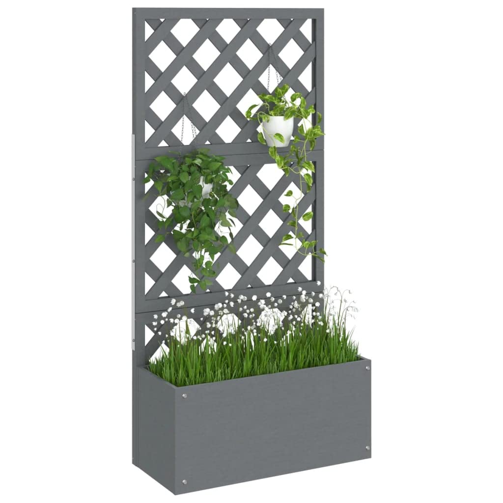 Fioriera con Traliccio in WPC Grigio da Esterno 65x33x135 cm | Vaso con grigliato per piante rampicanti in balcone e terrazzo, ideale per decorare l'orto domestico.