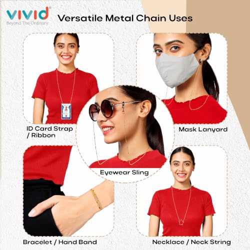 Image of Unisex Specs Holder Hook & Loop Anit Slip Eyewear Lanyard Metal Strap Chain