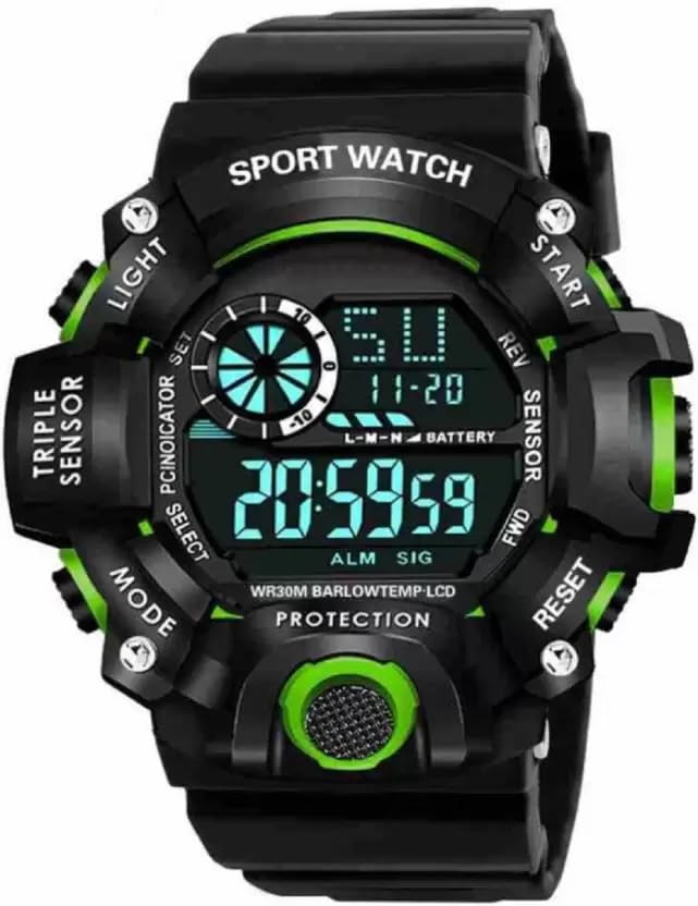 Image of SELLORIA Silicone Digital Watch Shockproof Multi-Functional Automatic Black Color Strap Waterproof Digital Sports Watch for Men Pack of 1, Water Resistance