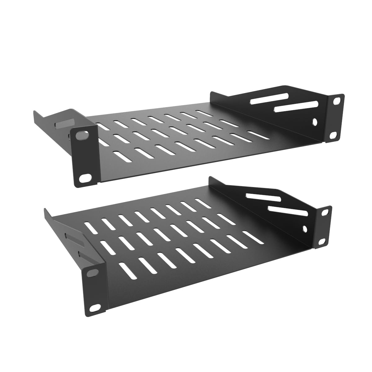 QiaoYoubang 2 Pcs of 1U Server Rack Shelf Vented Cantilever Rack Tray for 10" Network Equipment Cabinet or Rack, Black (1U10IN-RackS-8IN)