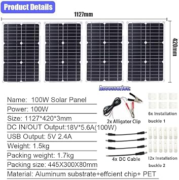 6000W Solar Inverter Kit with 100W Panel & 50A Controller - Portable Home & Outdoor Power System, 12V-110V, Complete Solar Setup for Off-Grid Living