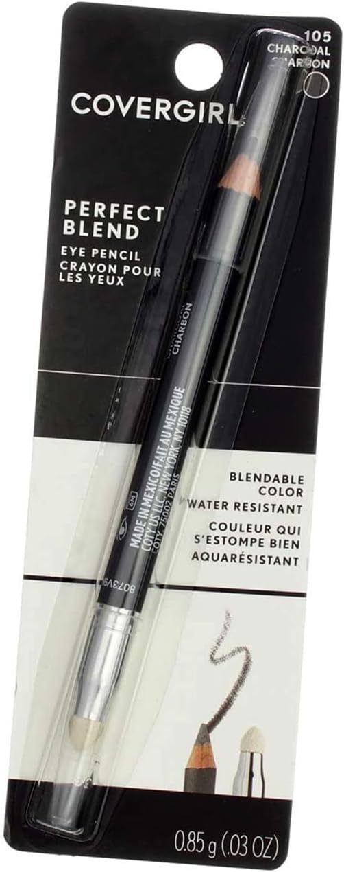 CoverGirl Perfect Blend Eye Pencil, Charcoal [105], 0.03 oz (Pack of 3)