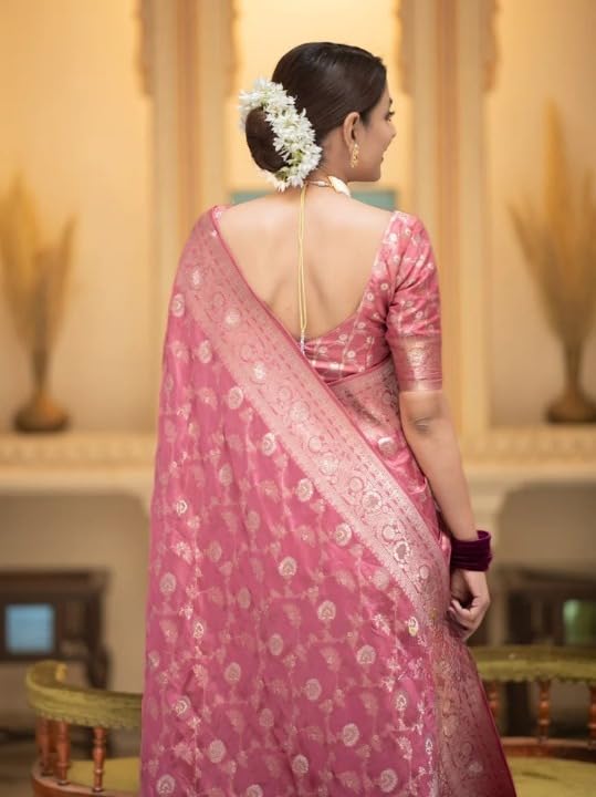 Image of Flosive Women's Soft Kangivaram Silk Saree With Copper Zari Weaving With Boluse