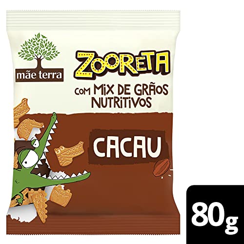 Biscoito Mix de Grãos Integral Orgânico Cacau Mãe Terra Zooreta Pacote 80g, Tamanho: Pequeno