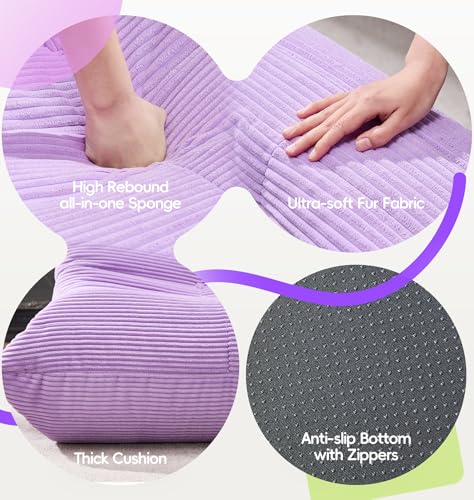 Image of Hobestluk Small Bean Bag Chair Faux Fur Fabric BeanBag Couch for Playroom | Purple Corduroy,Ergonomic Design,Memory Foam,Strong Supportive,No Assembly Required,Decorative Style for Living Room Bedroom