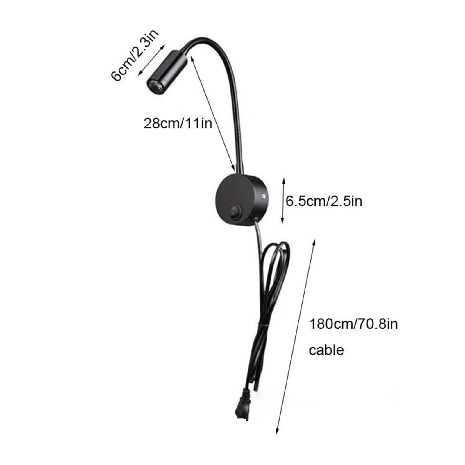 Lámpara de pared lectura LED con interruptor Foco lámpara flexible ajustable for lámparas noche dormitorio Uso versátil(Cool,Sand Nickel)