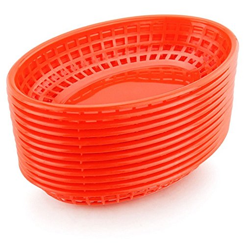Barbits Rouge ovale Fast Food Panier - American Diner Panier, plastique Plat de service pour côté ou table commandes Cover
