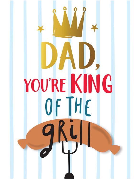 Piccadilly Greetings Father's Day Card Dad You're King of The Grill 8x6 inches A53497