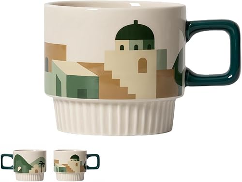 Morandi - Tazas de café de cerámica de 11 onzas, tazas de café vintage con asa, novedosas tazas de café de Navidad, regalos de cumpleaños, regalos