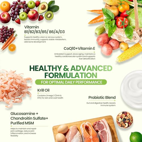 24-in-1 Dog Vitamins and Supplements, Dog Multivitamin Chewable for All Dog | Chondroitin Probiotics Omega-3 Glucosamine for Skin Coat Hip Joint Heart Gut Liver Brain Eye Immune Health, 90 Chews Chicken - Image 5