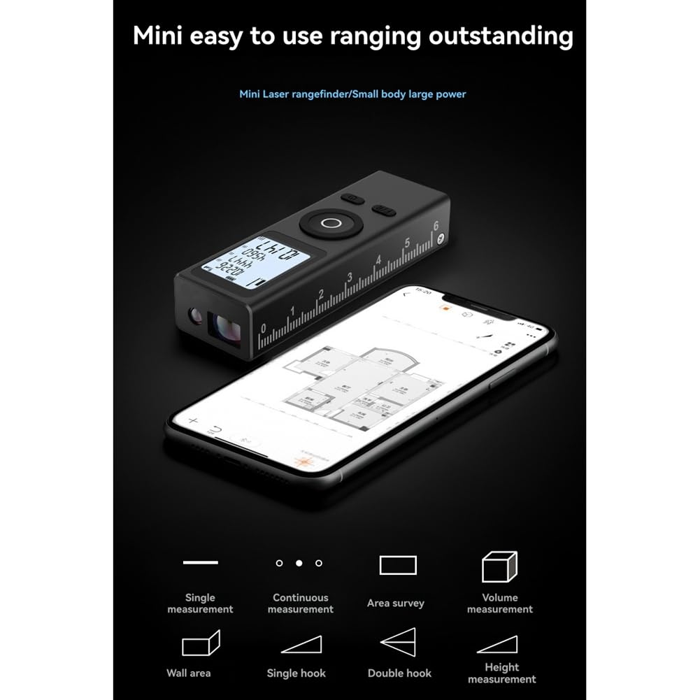 Qyvorae 30M Mini Télémètre Numérique Mètre Règle de Charge Type-C Fuselage en Alliage D'Aluminium Mesure
