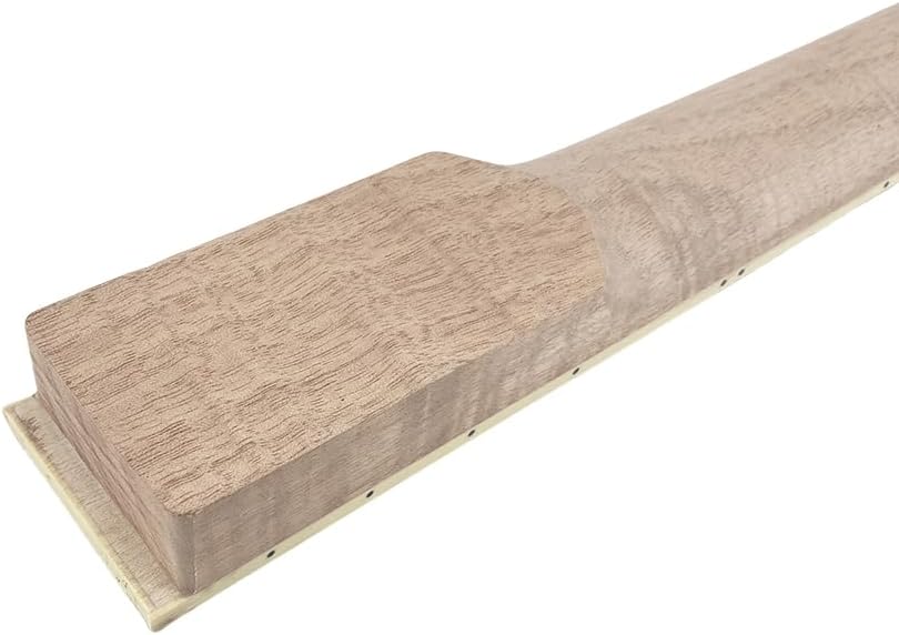 24.75 Inch Mahogany Electric Guitar neck Replacement (C Profile) 22 Fret Maple Fretboard with Binding and Block Inlay Normal Nut, 55-56mm Bolt-On Heel Guitar Parts Unfinished (Style 1)