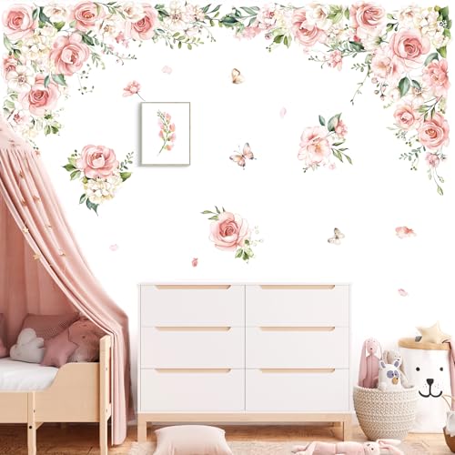 Vinilo Decorativo Grande Flor Rosa para Pared miniatura 2