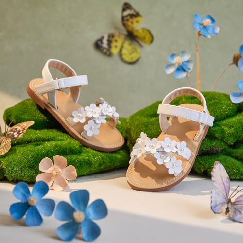 Image of PHIRAMIN Toddler Girl Sandals - Flower Girl Dress Shoes Open Toe Little Kid Wedding Party