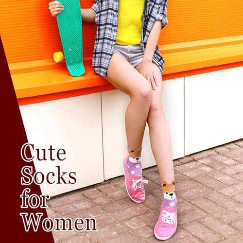 Funny Animal Socks for Women - Cute Dog and Cat Socks, Colorful Novelty Funny Socks for Animal Lover