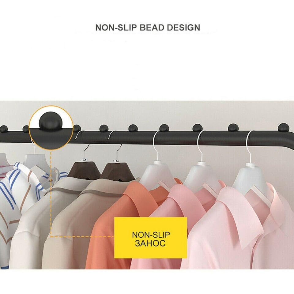 Image of Single Pole Coat Hanger /Cloth Stand /Garment Stand with Bottom Shelves - Metal Garment Rack for Organized Storage 8 Hook (.Black)