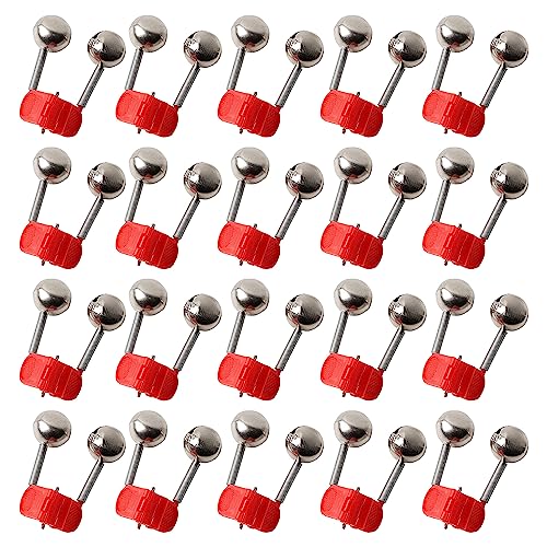uxcell 20 Pcs Fishing Bells Plastic Clamp Fishing Rod Bite Bait Alarm with Twin Bells Ring Red Silver Tone Fishing Pole Bells