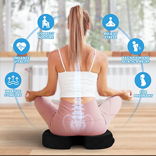 Image of TushGuard Seat Cushion - Cushion for Office Chair, Car Seat, Airplane, Bleacher - Sciatica & Coccyx Pain Relief Desk Chair Cushion for Long Sitting Office Workers, Car Drivers(Black, XX-Large)