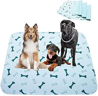 Paw Jamboree Washable xl Puppy Pads 75*89Cm Reusable Puppy Training Pads Extra Large Dog Pee Pads Waterproof Pet Training Pad Dog Incontinence Pads Puppy Mats (3PCS Green Bone)
