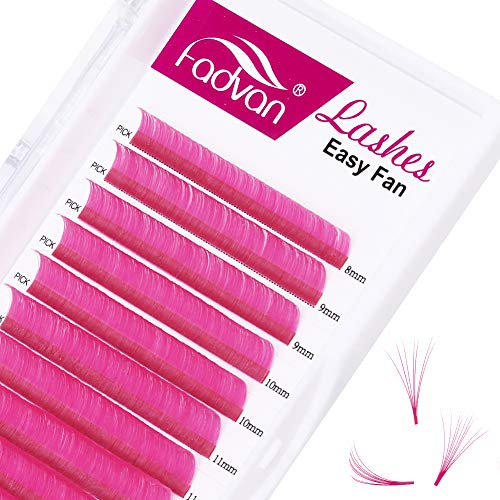 Volume Lash Extensions 8-14mm Mixed Pink Eyelash Extensions 0.07mm Easy Fan Volume Lashes C D Curl 3D-10D Lash Self Fanning Eye Lash Extension by FADVAN (Pink 0.07-D, 8-14mm)