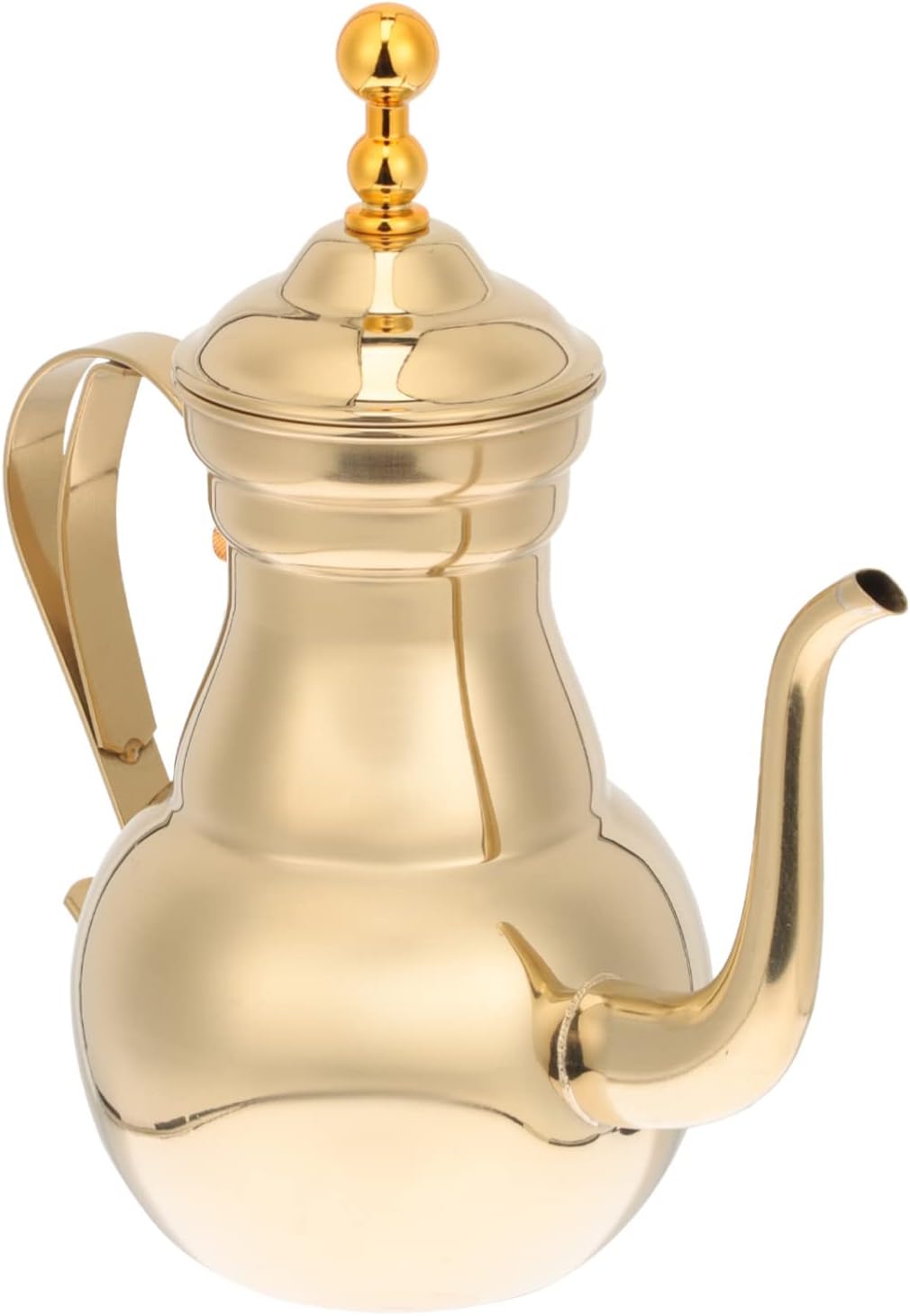 VICASKY Stainless Steel Coffee Pot with Filter Ergonomic Handle Heat Resistant Pouring Kettle for Middle Eastern Arabic Style Brewing and Easy to Clean Gold Finish for Home and Restaurant