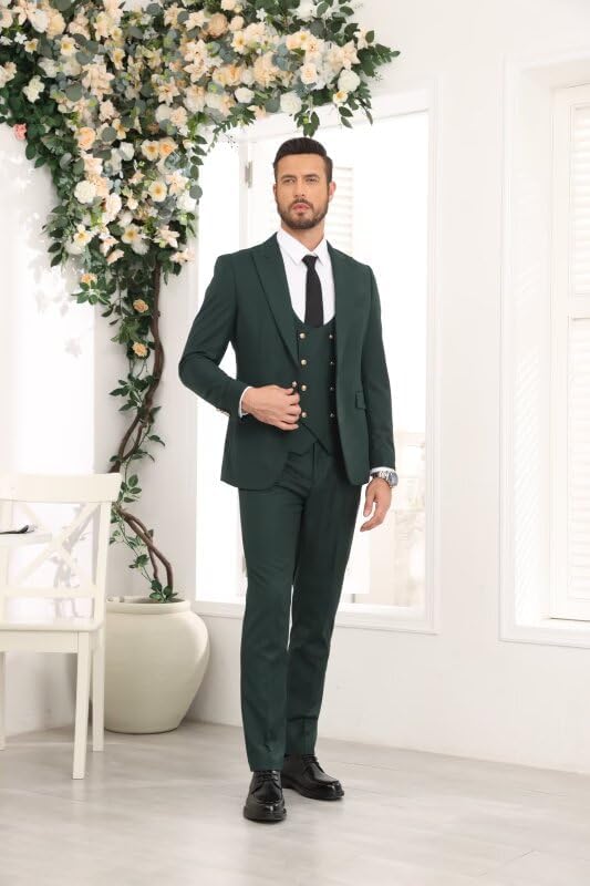Wangyue Men's Suits 3 Piece Slim Fit Suits for Men Double Breasted Suit Men Business Wedding Prom Tuxedo Suit - Image 3