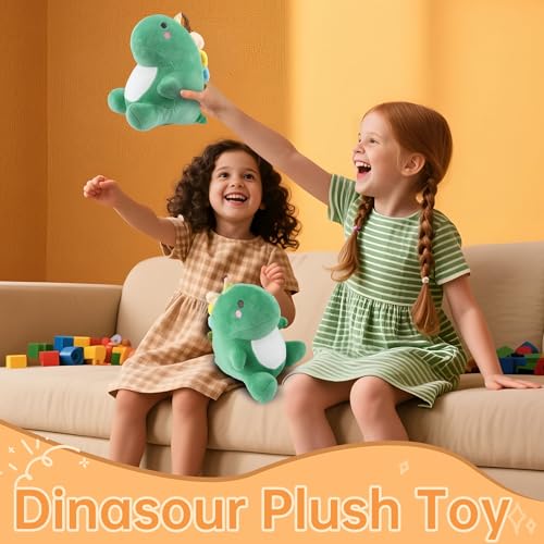 Image of Dinosaur Stuffed Animal, Dinosaur Plush Toys for Kids Girls Women Girlfriend, Cute Soft Fat Dino Stuffed Animal Juguetes De Peluche Adorable Companion Gift for Birthday Valentine Christmas Decor Green