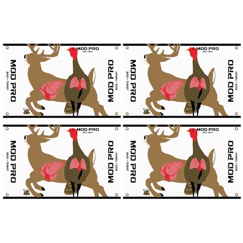 Morrell Yellow Jacket MOD Pro Buck and Turkey Polypropylene Wrap with Grommets and Hook and Loop Attachment for Archery Target, 4 Pack, White/Tan