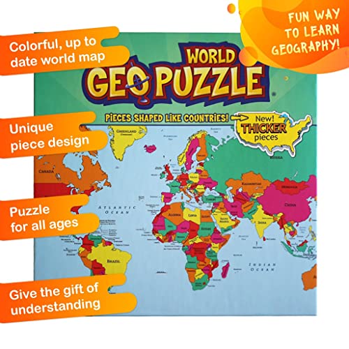 Geotoys — Geopuzzle World — Educational Kid Toys For Boys And Girls, 68 Piece Geography Jigsaw Puzzle, Jumbo Size Kids Puzzle — Ages 4 And Up #TOP3