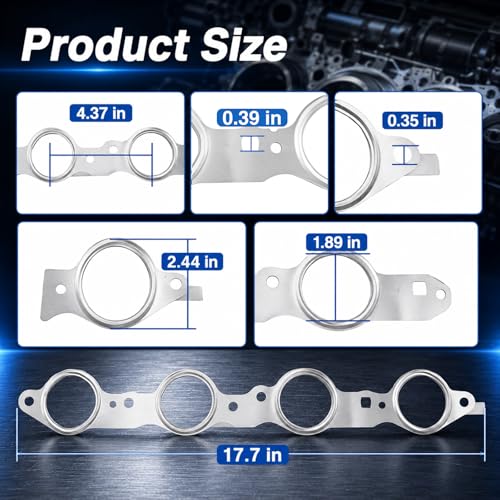 Image of FUSCH MLS Exhaust Manifold Header Gasket with Bolts Kit Compatible with Chevy Silverado Suburban Tahoe /GMC Sierra Yukon /Cadillac CTS Escalade /LS Series Engines 2000-2014 Replace# 12617944 12600530