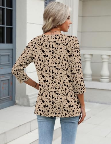 Image of Zeagoo 3 /4 Length Sleeve Womens Tops Casual V Neck Shirts Soft Basic Tees Business Work Blouses