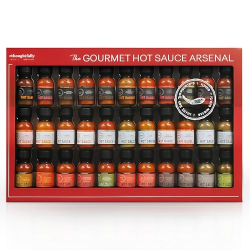 Gourmet Hot Sauce Gift Set 30 Bottle Arsenal Selection with 3 Collections: Extreme Heat Small Batch & Global Flavours Spicy Chilli Heat Pack - Gifts for Men & Women Birthday Gifts